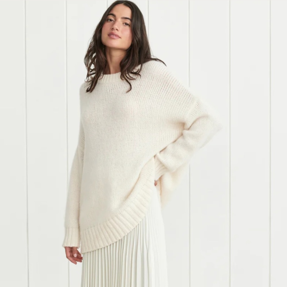 Jenni Kayne Alpaca Cocoon Crewneck Sweater in Ivory XXS